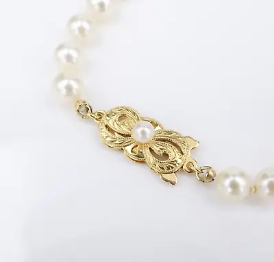 Mikimoto Pearl Necklace 18k Yellow Gold Strand 20  6mm Authentic NG1476 • $1221.91