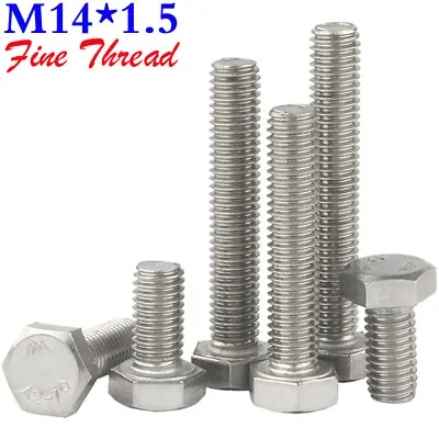 Metric M14 1.5 Fine Thread 304 Stainless Steel Hex Head Cap Bolts Screws DIN 933 • £8.27