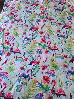 Tropical Aqua Flamingo Floral Hawaiian Shirting Cotton Fabric 57  W By 1 Yd 33  • $14.99