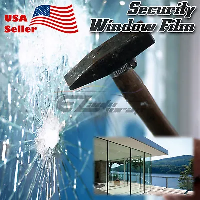 Clear Security Window Film Shatterproof Glass Protection Anti Shatter Safe 4Mil • $11.99