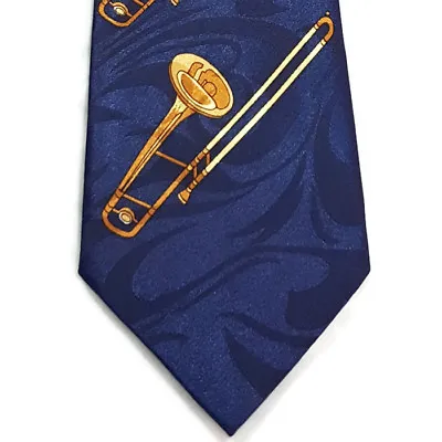 $14.94 • Buy Trombone Tie Navy Blue Brass Band Director Music Teacher Musician Instrument
