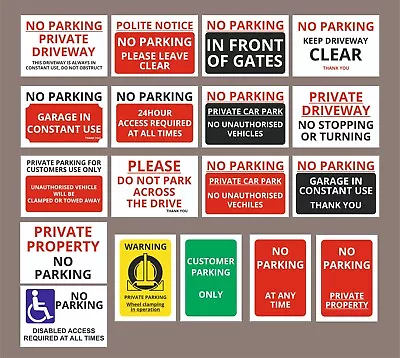 No Parking / Private Property Sign Sticker Metal - All Sizes - All Materials • £13.99