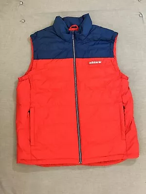 Adidas Puffer Vest Jacket Men's XL Red Zip Tri-Foil Pocketed Insulated Adult • $19.95