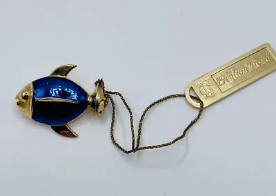 Vintage Signed Grosse 1967 Blue Enamel Fish Brooch With Original Tag 1 In Long • $149