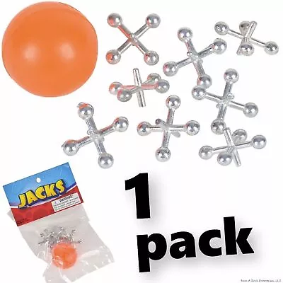 1 Set Of Metal Steel Jacks With Super Red Rubber Ball Game Classic Toy Kids • $5.99