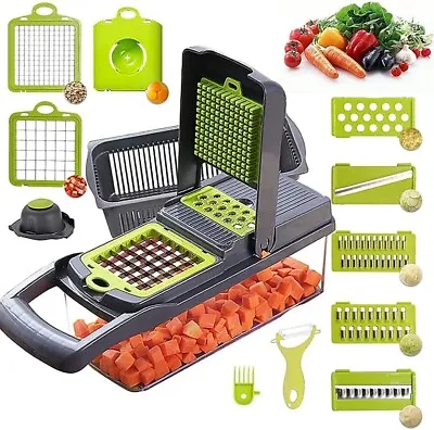 14 In 1 Food Vegetable Slicer Salad Fruit Peeler Cutter Dicer Chopper Kitchen UK • £9.99