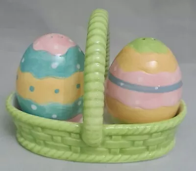 Easter Egg In Basket Ceramic Shakers Salt Pepper Decor Spring Johanna Parker • $21.59