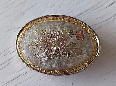 Vtg 1980's Petite Gold Floral Belt Buckle Oval Country Western By W Made In USA • $14.99