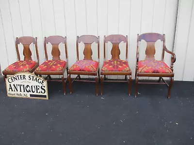 64103  Set 5 Antique Mahogany Dining Chairs Chair S • $575