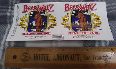 Vintage 1990 Bear Whiz Beer Bumper Sticker Label Eagle Products Kansas City MO • $10