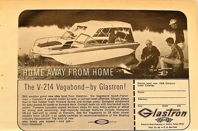 Vtg 1968 Glastron Boats V-214 Vagabond Advertising Print Ad • $7.99
