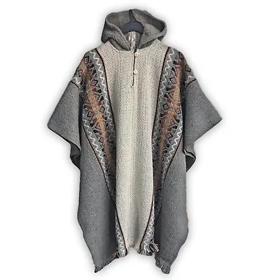 Llama Wool Mens Unisex South American Poncho Cape Coat Jacket Cloak • $79.95
