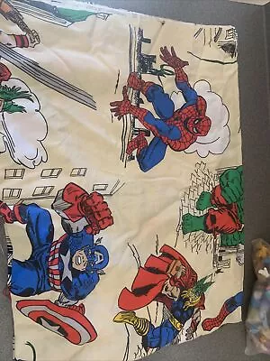 VINTAGE Cotton Knit Marvel Comic Book Print AVENGERS Fabric * • $9.99