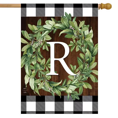 Wreath Monogram R Double-Sided House Flag Everyday 28  X 40  Briarwood Lane • $18.99