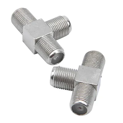 2x F-Type T Female To Female 3 Way Splitter Adapter RG6 Coax Coupler T Connector • £3.50