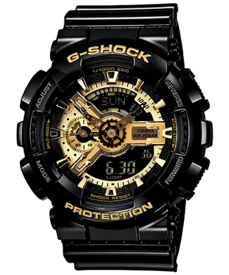 Casio G-Shock GA110GB-1 Men's Black Gold Resin Analog-Digi Watch Read • $55.89