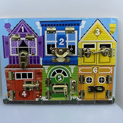 Melissa & Doug Latches Board Activity Board 6 Numbered Doors Reveal Animals Toy • $22.99