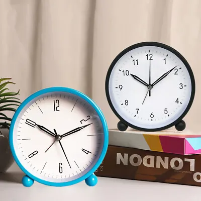 £9.74 • Buy Alarm Clock Silent Luminous Clock Bedside Metal Small Clock Tabletop Decor
