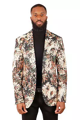 Barabas Men's Floral Printed Royal Peal Lapel Blazer 3BL21 • $303.60