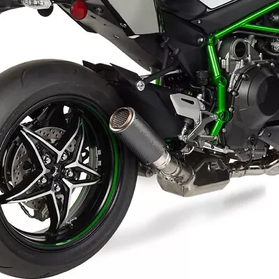 Hotbodies Racing Stinger Slip-On Exhaust Carbon/Matte For Kawasaki Ninja H2 • $315.71