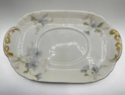 Antique CH Field Haviland Limoges France  Dish Oval Blue Floral Gold  8 Inches • £33.75