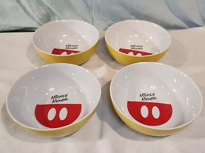 DISNEY/VANDOR  Mickey Mouse Pants  Yellow Cereal Bowls Set Of 4 NICE • $29.99