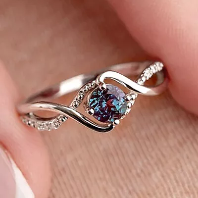 Fashion 925 Silver Filled Ring Wedding Gifts Women Cubic Zircon Jewelry Sz 6-10 • $2