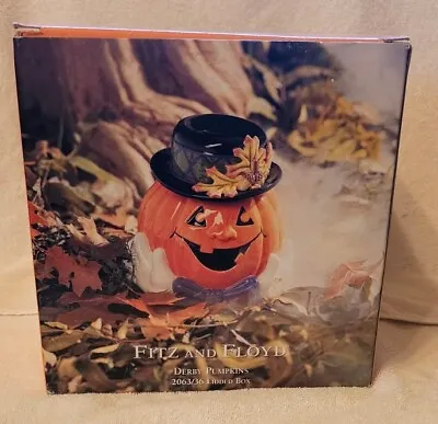 Fitz And Floyd   Derby Pumpkin  Cookie Jar Candy Jar NIB Halloween  • $45