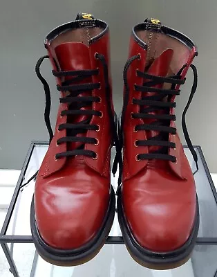 Dr Martens Made In England Reconditioned Vintage 8 Eye Leather Boot Red 9.5 UK • £87