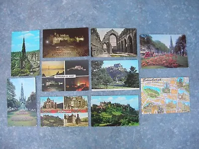 10 Old Scottish (Edinburgh) Postcards – Castle Holyrood Scott Monument Etc. • £4.99