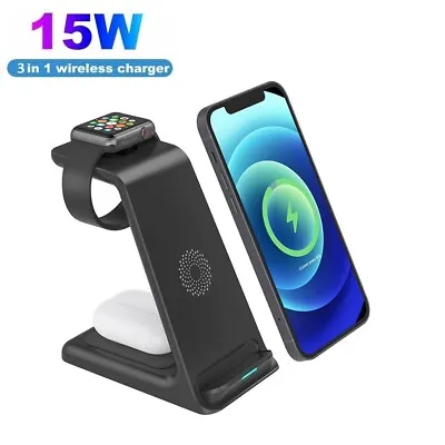 £23.97 • Buy Wireless Charger Dock Charging Station 3 In 1 For Apple Watch IPhone 13 12 11 XS