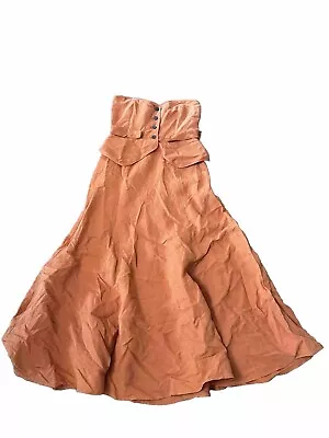 Mara Hoffman Burnt Orange Strapless Button Dress • $150