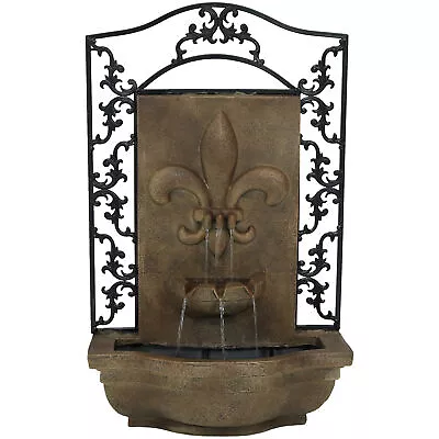 French Lily Polystone Outdoor Solar Wall Fountain - Florentine By Sunnydaze • $275