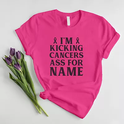 Kicking Cancers Ass For Name T Shirt Race Run Charity Personalised For Life Top • £9.99