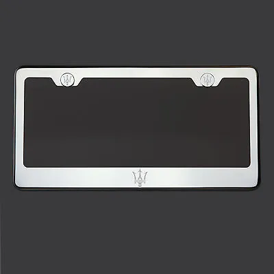 Mirror Chrome Maserati Logo Laser Etched 304 Stainless Steel License Plate Frame • $34.98