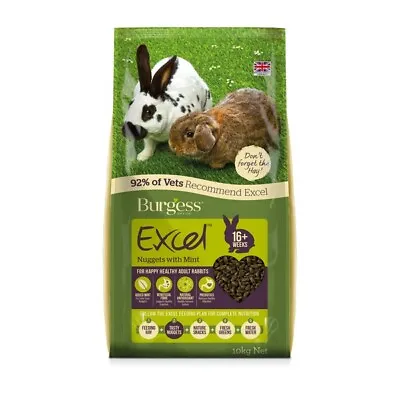 Burgess Excel Adult Rabbit Small Animal Food Treat Nuggets With Mint 10kg • £24.99