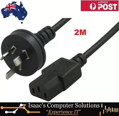 Power Cable 240V - 2m Length 3 Pin Mains Plug To IEC C13 • $8.99