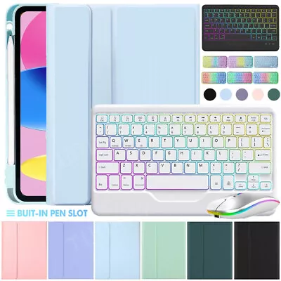 Backlit Keyboard Smart Case Mouse For IPad 6/7/8/9th 10th Gen Air 5 4 3 Pro 11 • £8.99