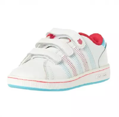 K-SWISS 51514-122 LOZAN 3-STRAP Yth`s (M) White/Pink Leather Lifestyle Shoes • £16.06