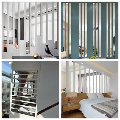 5*50CM Long Strip Mirror Acrylic Wall Stickers Self-adhesive Tile Decal Decor UK • £41.79