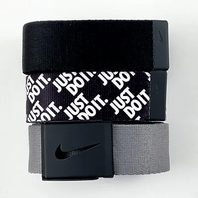 Nike Mens Web Belt 3 In 1 Pack Just Do It./black/grey Trim To Fit Up To 42 20903 • $19.95