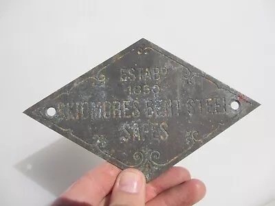 £12 • Buy Victorian Brass Safe Plaque Sign Old Antique  Skidmore Bent Steel Safes  1850