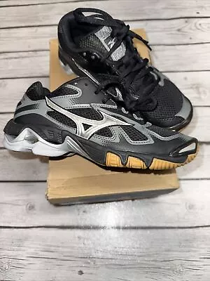 Womens Mizuno Wave Wave Bolt 5 Volleyball Shoes Size 6 Black Grey 430204.9073 • $49.99