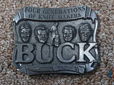 Vintage Belt Buckle Buck Knives Pewter - Four Generations • $9.95