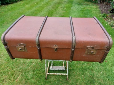 Reto Vintage Wooden Banded Steamer Trunk / Suitcase • £50