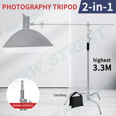 3.3m Stainless Steel C Stand Boom Arm Grip Head Hold Support +Heavy Duty Sandbag • $142.99