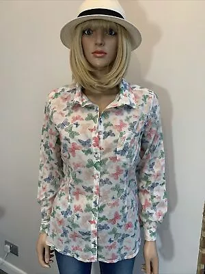 £16 • Buy BRAND NEW SEASALT CORNWALL White Multicoloured Butterfly Shirt UK 14 Bust 40 
