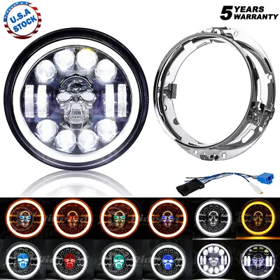 RGB Halo 7inch LED Headlight + Ring Fit For Yamaha Motorcycle V-Star Road Star • $49.99