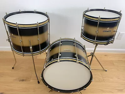 DECOLITE 3-pc Drum Set 20s 30s 50s Vtg Ludwig Shell Part 12-16-18 Bop Black Gold • $1275