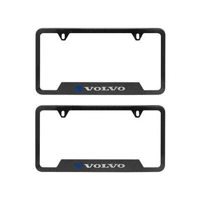 NEW 2PCS VOLVO Aluminum Carbon Fiber Look License Plate Frame • $17.88